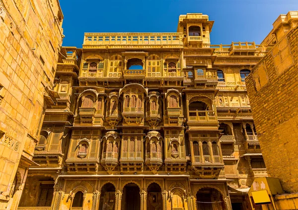 Widok Przez Ulicę Balkonami Wspornika Jaisalmer Rajasthan Indie — Zdjęcie stockowe