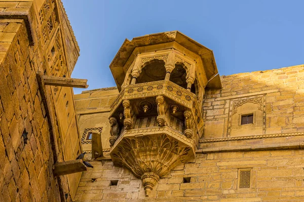 Blick Auf Einen Balkon Den Wänden Der Altstadt Jaisalmer Rajasthan — Stockfoto