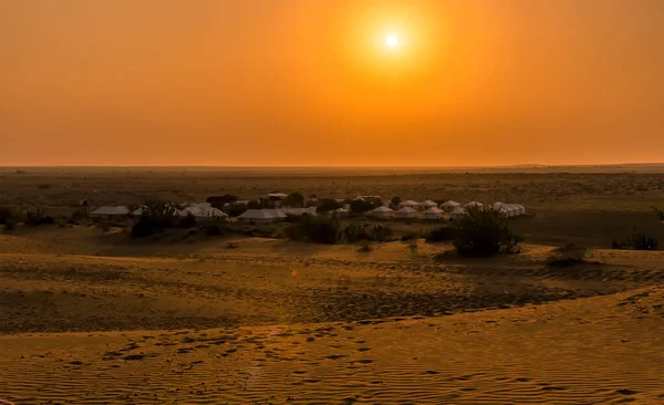 Uma Vista Para Pôr Sol Deserto Thar Rajasthan Índia — Fotografia de Stock