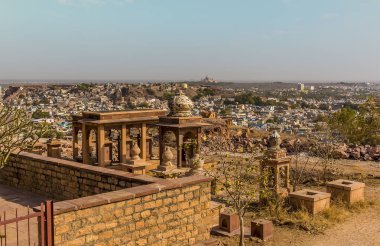 Hindistan 'ın mavi şehri Jodhpur, Rajasthan üzerinde bir manzara