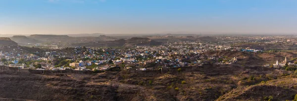 Panoráma Kilátás Nyílik Északi Oldalon Kék Város Jodhpur Rajasthan India — Stock Fotó