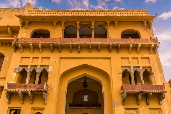 Balconi Sbalzo Nel Forte Ambra Jaipur Rajasthan India — Foto Stock