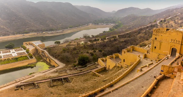 Uma Vista Panorâmica Manhã Cedo Sobre Lago Maotha Jaipur Rajasthan — Fotografia de Stock