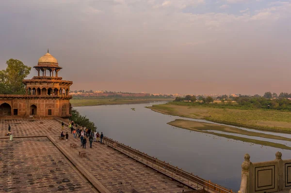 Una Vista Dal Complesso Taj Mahal Agra India Verso Fiume — Foto Stock