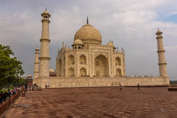 Vue Vers Complexe Taj Mahal Agra Inde Lever Soleil — Photo