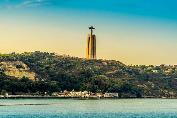 Veduta Della Riva Meridionale Del Fiume Tago Lisbona Portogallo Nella — Foto Stock