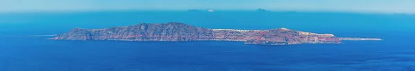 Панорамный Вид Остров Тиразия Деревни Имеровигли Санторини Летом — стоковое фото