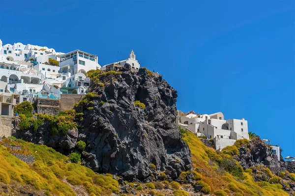 Una Vista Desde Skaros Rock Santorini Mirando Hacia Pueblo Imerovigli —  Fotos de Stock