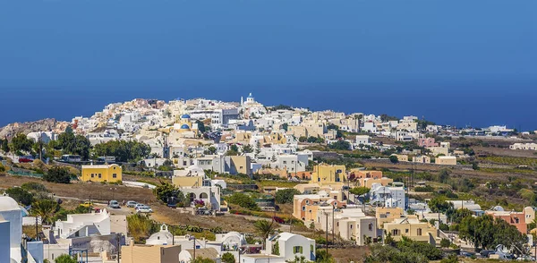 Ein Panoramablick Auf Das Dorf Oia Auf Santorin Sommer — Stockfoto