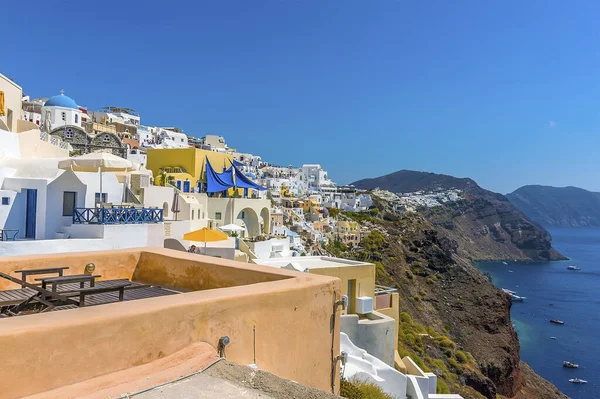 Die Caldera Mit Dem Dorf Oia Santorin Sommer — Stockfoto