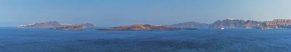 Панорамный Вид Залив Кальдера Акортири Санторини Летом — стоковое фото