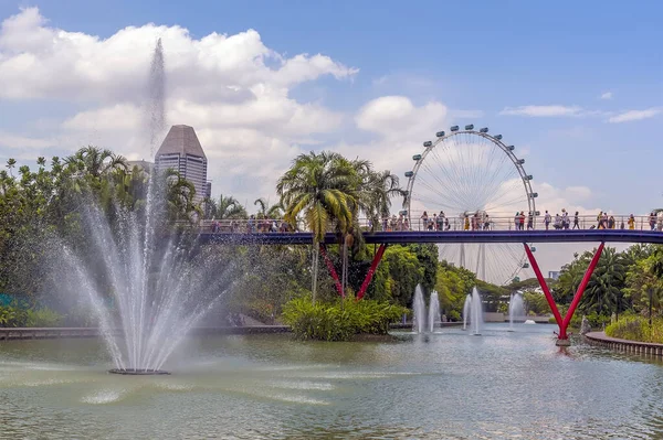 Een Panorama Uitzicht Een Meer Gardens Aan Baai Van Singapore — Stockfoto