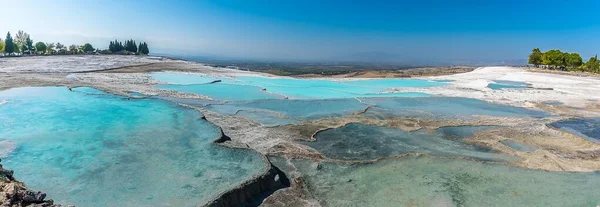 Die Oberen Kaskaden Pamukkale Türkei Gefüllt Mit Azurblauem Wasser — Stockfoto