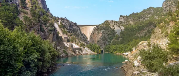 Panoramatický Výhled Řeku Manavgat Směrem Přehradě Zelenému Jezeru Turecko Létě — Stock fotografie