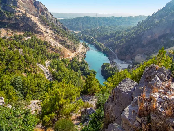 Blick Vom Damm Auf Den Fluss Manavgat Und Den Grünen — Stockfoto