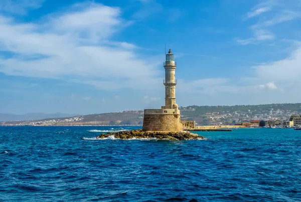 Acercándose Entrada Principal Del Puerto Chania Creta Día Soleado Brillante —  Fotos de Stock
