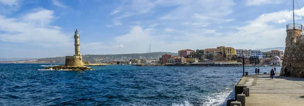 Una Vista Panorámica Entrada Puerto Principal Puerto Deportivo Chania Creta —  Fotos de Stock