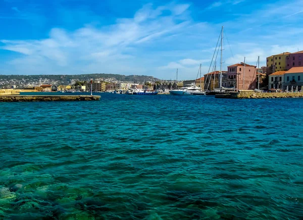 Una Vista Nivel Del Mar Través Del Puerto Chania Creta —  Fotos de Stock