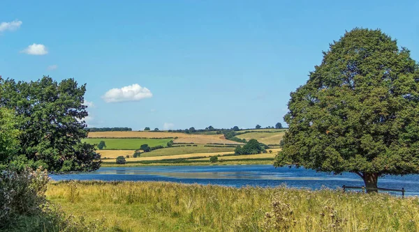 Kilátás Leicestershire Eyebrook Víztározóra Nyáron — Stock Fotó