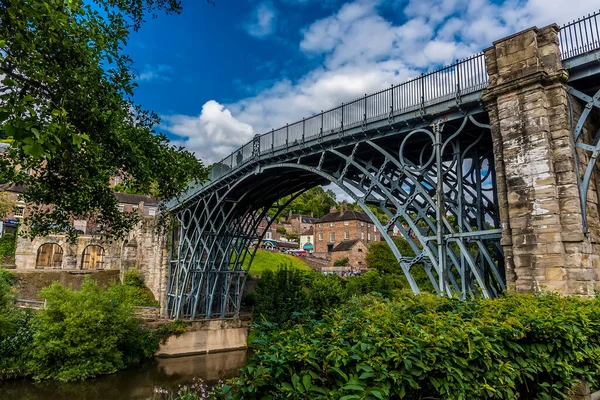 Primo Ponte Ferro Città Ironbridge Nello Shropshire Regno Unito — Foto Stock