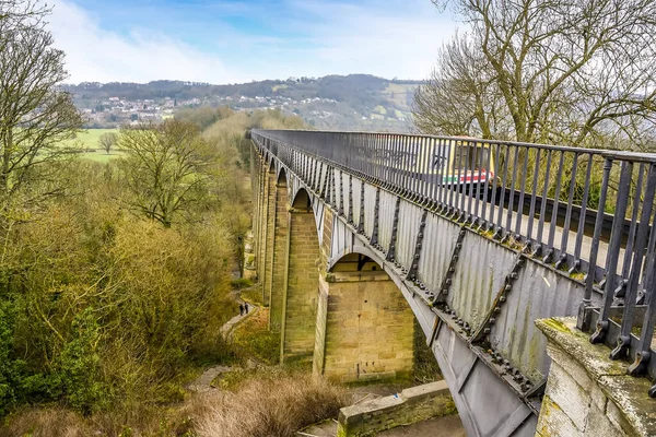 Inizio Dell Acquedotto Pontcysyllte Mentre Attraversa Fiume Dee Vicino Llangollen — Foto Stock