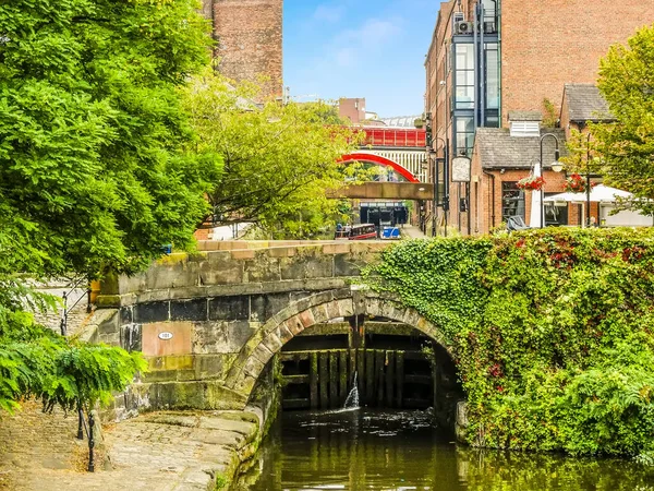 Una Vista Del Sistema Restaurado Del Canal Victoriano Castlefield Manchester — Foto de Stock