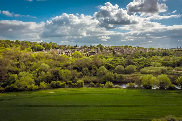 View Conisbrough Viaduct Town Conisbrough Yorkshire Springtime — Stock Photo, Image