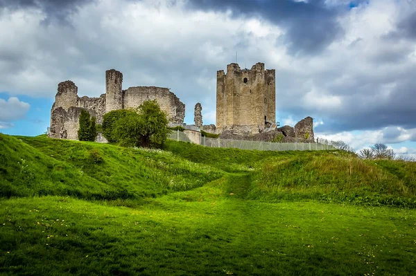 Över Ruinerna Motte Och Bailey Slott Conisbrough Storbritannien Våren — Stockfoto