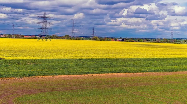 Uma Vista Viaduto Ferroviário Fledborough Nottinghamshire Através Dos Campos Primavera — Fotografia de Stock