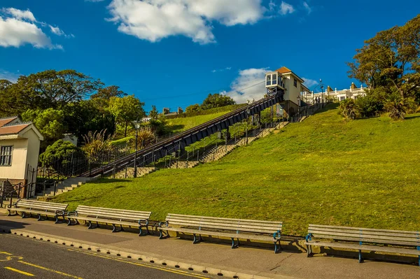 View Cliffs Funicular Chair Lift Southend Sea Autumn — Stock Photo, Image