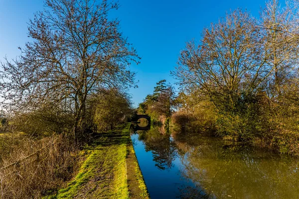 Una Vista Largo Del Canal Gran Unión Cerca Foxton Locks — Foto de Stock