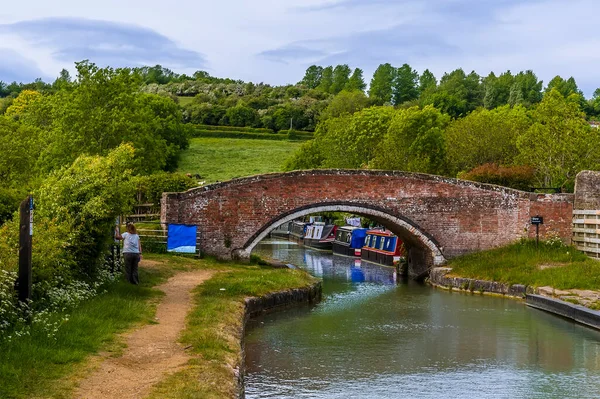 Una Vista Hacia Cuenca Del Canal Canal Oxford Pueblo Napton — Foto de Stock