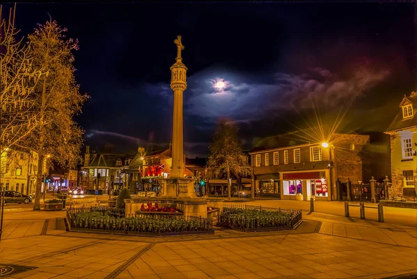 Uma Vista Sobre Praça Principal Market Harborough Reino Unido Direção — Fotografia de Stock