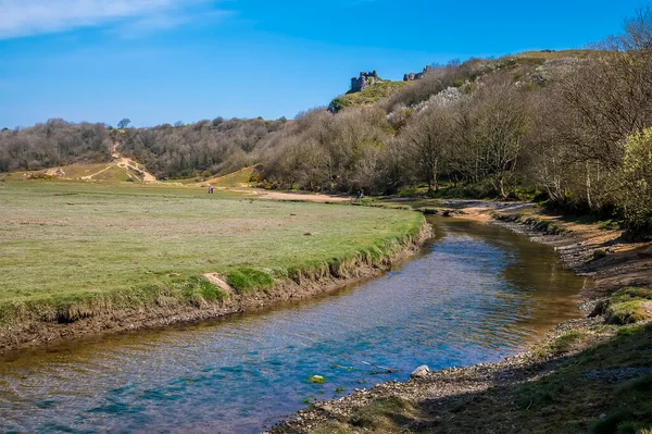 Una Vista Hacia Atrás Largo Del Arroyo Pennard Pill Hacia — Foto de Stock