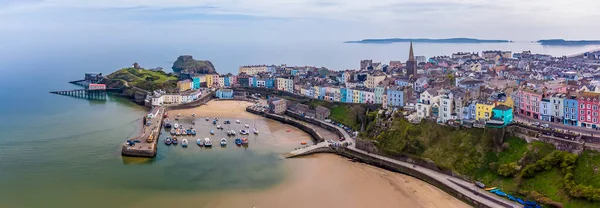 Una Vista Panorámica Aérea Tenby Gales Del Sur Primavera —  Fotos de Stock