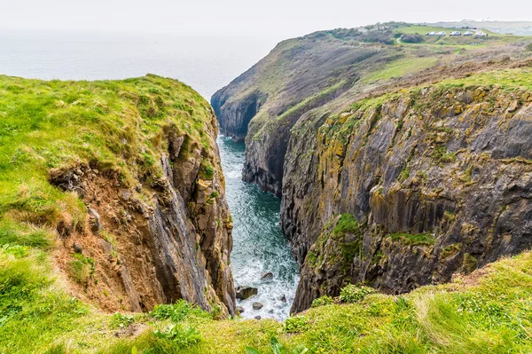 Havet Fyller Isolerad Vik Pembrokeshire Kusten Neart Till Tenby South — Stockfoto
