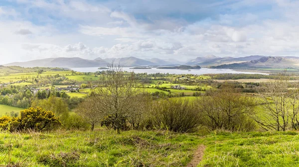 A panorama view towards Loch Lomond from Dumpling Hill, Gartocharn, Scotland on a summers day