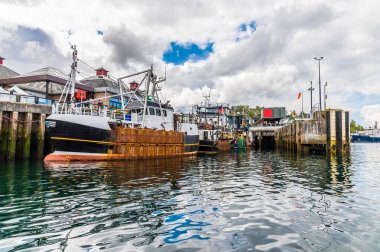 A view of the port and ferry terminal at Oban, Scotland on a summers day