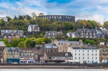 A view from Oban Bay towards Oban seafront, Scotland on a summers day