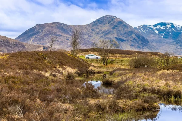 Una Vista Hacia Carretera Través Rannoch Moor Cerca Glencoe Escocia — Foto de Stock
