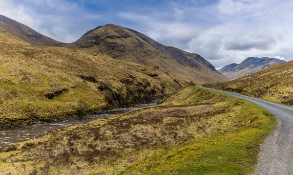 Una Vista Por Camino Que Lleva Glen Etive Escocia Día — Foto de Stock