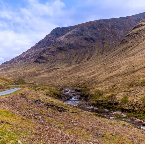 Une Vue Amont Rivière Etive Belvédère Glen Etive Écosse Jour — Photo