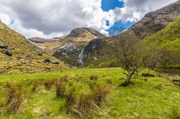 Una Vista Desde Una Curva Río Nevis Hacia Cascada Steall — Foto de Stock