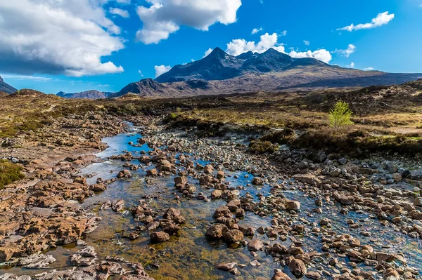 Uitzicht Rivier Sligachan Richting Cuillin Hills Het Eiland Skye Schotland — Stockfoto