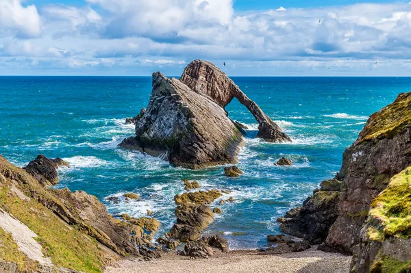 View Cliff Top Looking Bow Fiddle Rock Portknockie Scotland Summers — Stockfoto