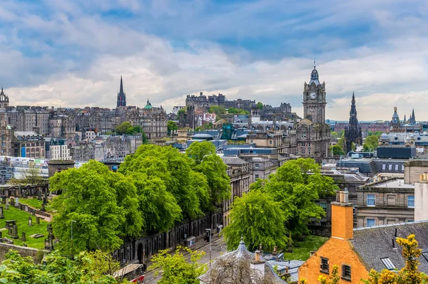 Uma Vista Panorâmica Topo Calton Hill Longo Princess Street Royal — Fotografia de Stock