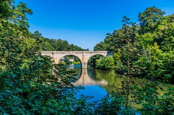 Widok Dół Rzeki Wear Kierunku Prebends Bridge Durham Wielka Brytania — Zdjęcie stockowe