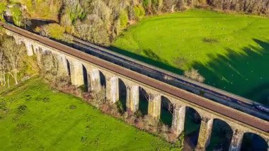 Wrexham, Galler 'deki Chirk viyadüküne yakın bir yerden çekilen hava manzarası