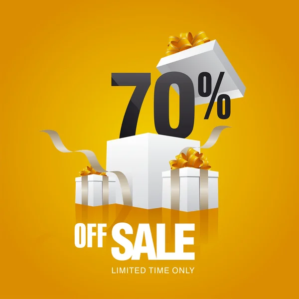 Sale 70 percent off card orange background — Stock Vector