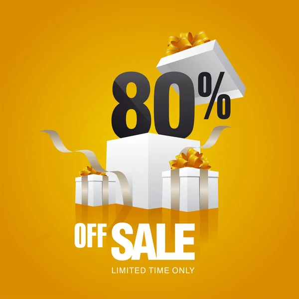Sale 80 percent off card orange background — Stock Vector